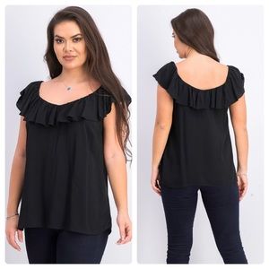 Old Navy Black off the shoulder top with flutter neck